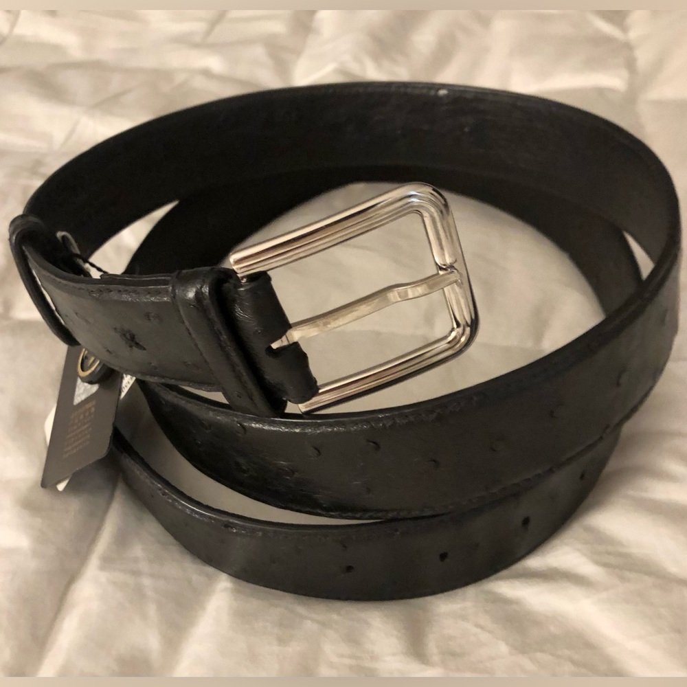Stefano Ricci Black Ostrich Leather Belt